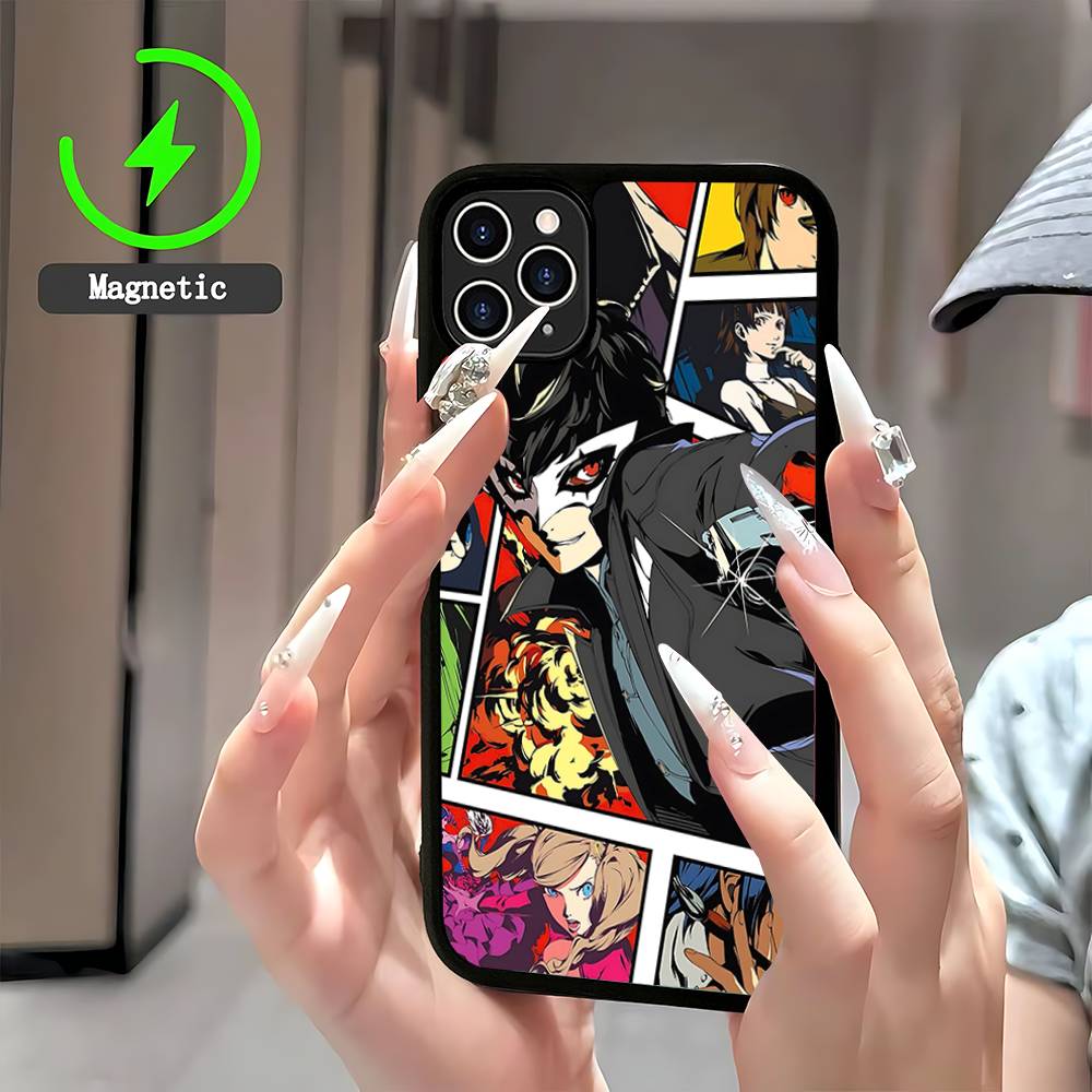 Classic Anime P-Persona 5 Magnetic Phone Case For IPhone 16 15 14 13 12 11 17 Pro Max Plus Wireless Charge Cover