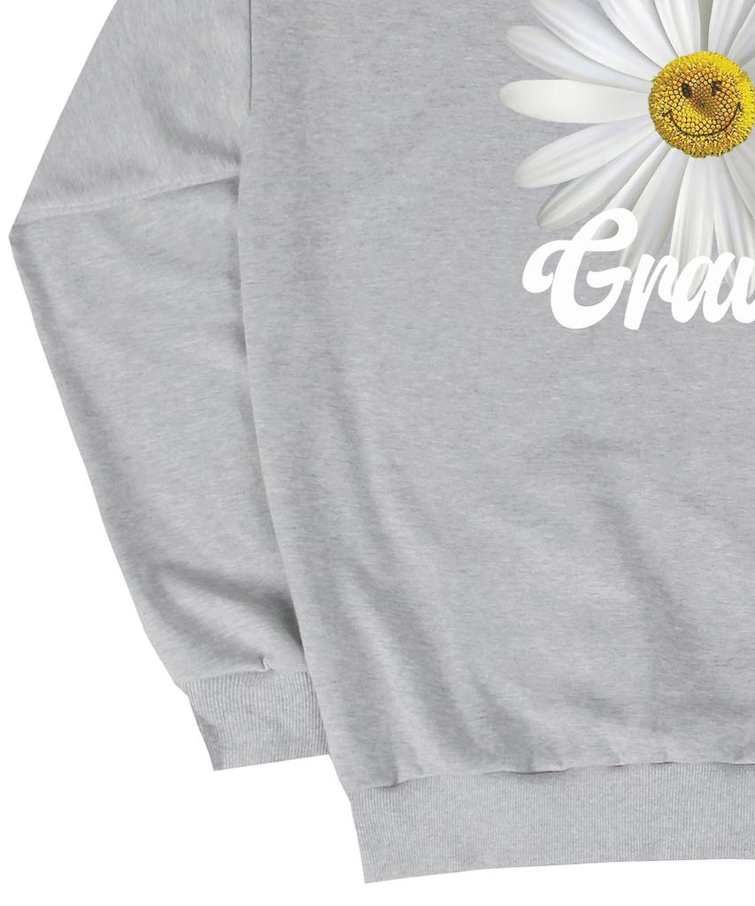 [Unisex] White Daisy Flower Smile Hoodie_Gray