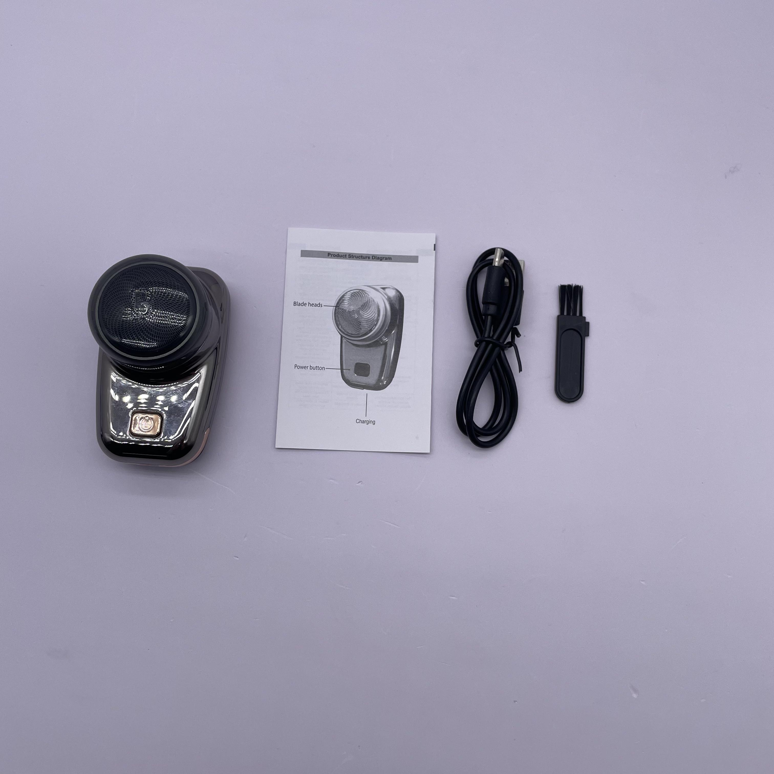 Электробритва мужская новая водонепроницаемая перезаряжаемая мини мужская карманная машинка с 3 ножами маленькая стальная электробритва-пистолет серый