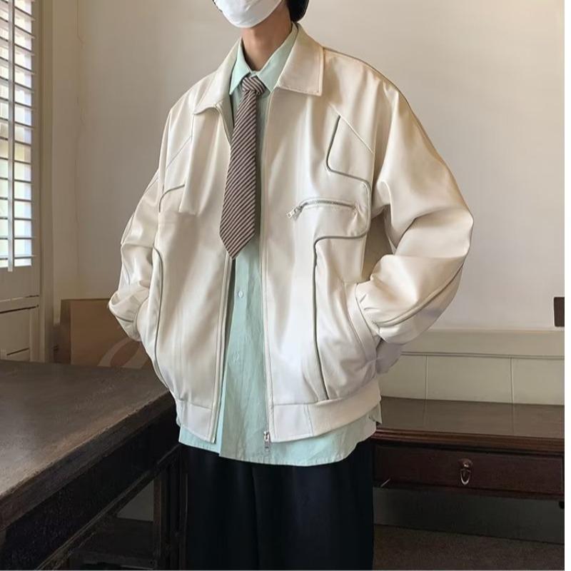 American Retro Black Leather Motorcycle Jacket - Trendy Spring/Autumn Riding Gear