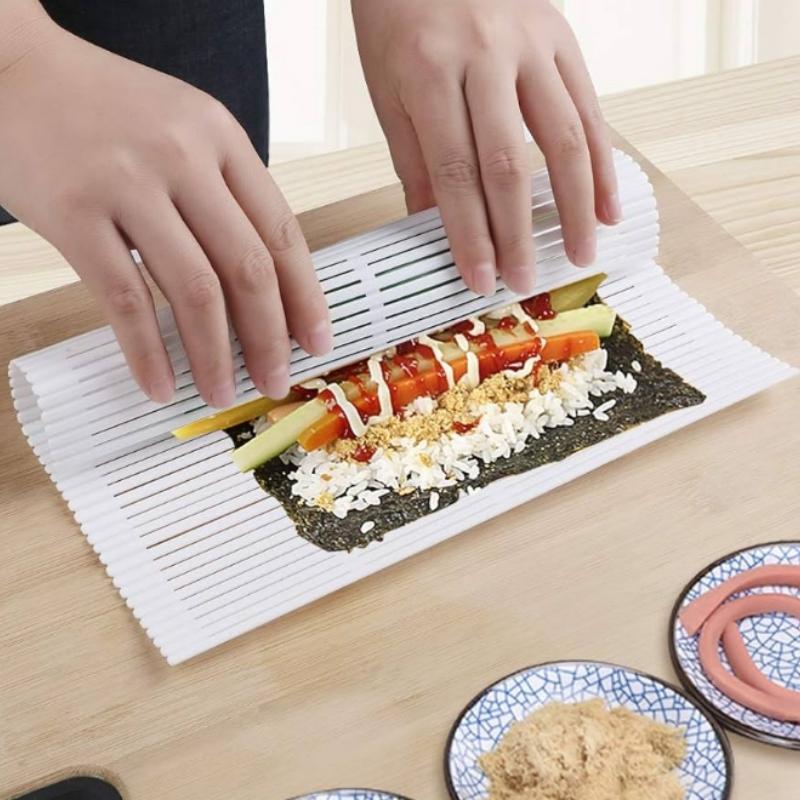Silicone Hand Roll Sushi Rolling Curtain Bamboo Imitation Japanese Sushi Rolling Tool Easy To Clean No Mildew Sushi Mat Portable