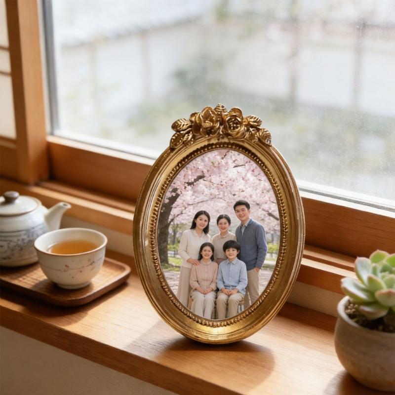 Small Antique Resin Picture Frame Victorian Rectangular Oval Jewelry Display Photo Frame for Weddings Party Decors