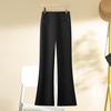 Women's Black High-Waisted Micro-Flare Pants - Slimming & Versatile for Spring & Autumn 2025