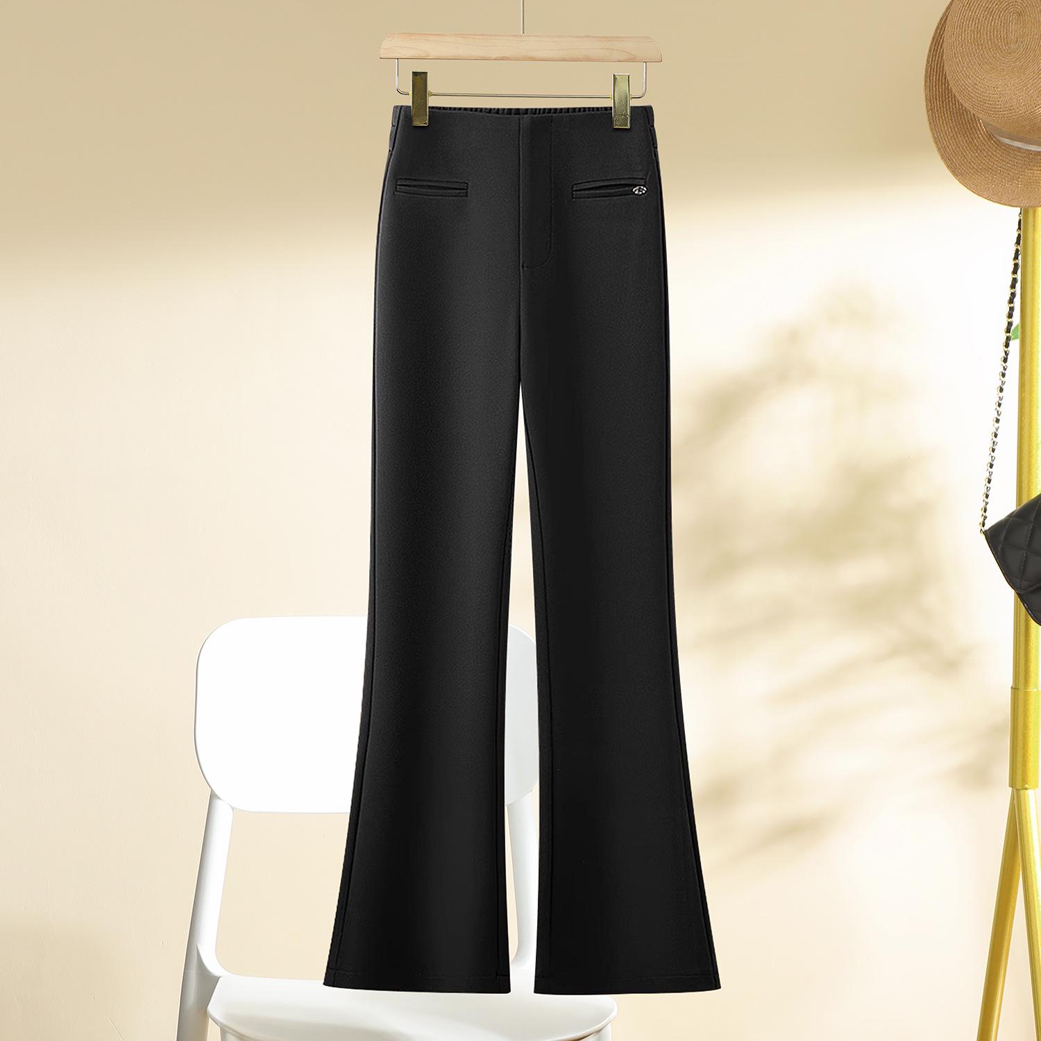 

Women s Black High-Waisted Micro-Flare Pants - Slimming & Versatile for Spring & Autumn 2025 Size 26 (for 85-95 lbs) чёрный