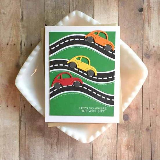 Fustelle in Metallo per Taglio Auto Strada Fai da Te Scrapbooking Goffratura Carta Biglietti Stencil Artigianale
