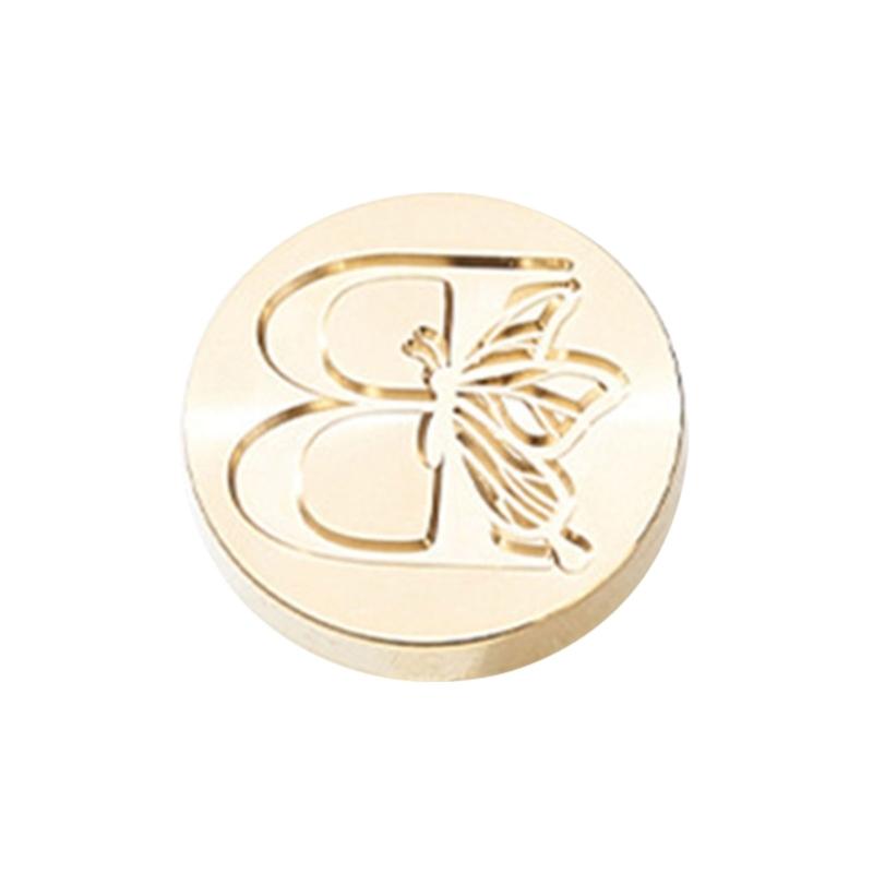 Butterfly Letter Pattern Wax Seal Stamp Head Metal Wax Stamp Head for Valentines Card Birthday Card Invitations Envelope