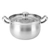 24cm Stockpot 201 Stainless Steel Spill Proof Soup Pot with Dual Handle Lid Glass for Kitchen