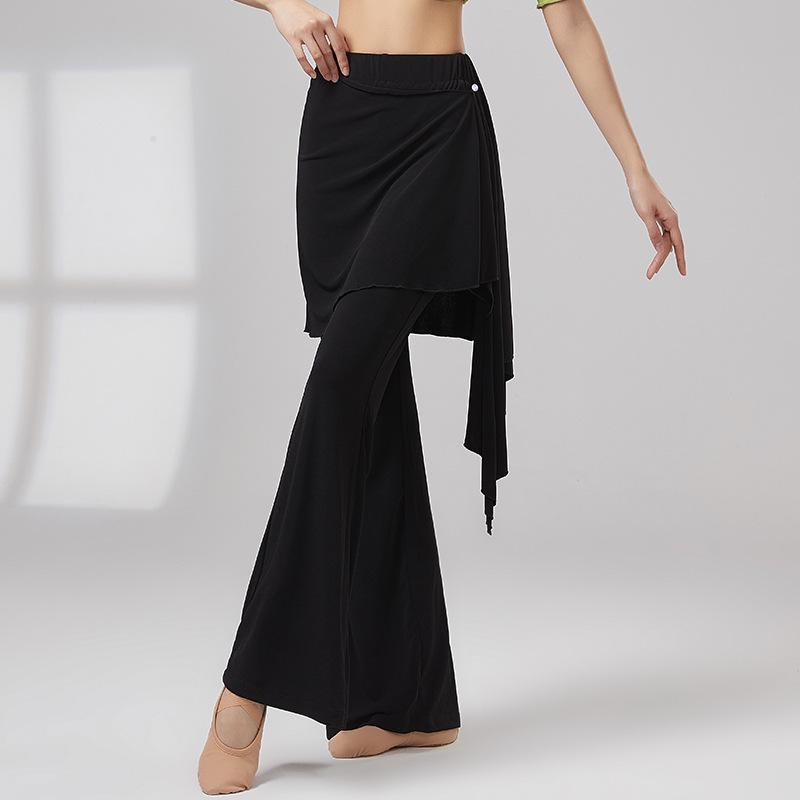 Women's Classical Dance Skirt Pants with Bell Bottoms and Drape Design