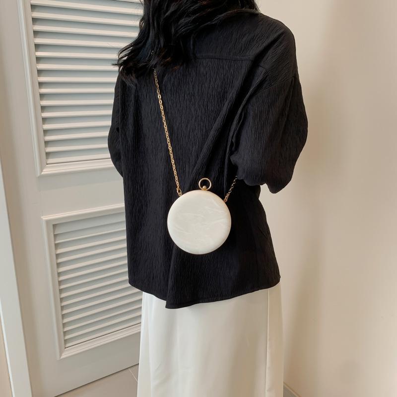 Jednoduchá večeře taška Nová řetízková dámská taška Textura Lehká luxusní crossbody taška Kulatá kabelka Módní taška přes rameno