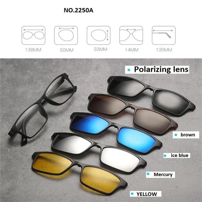 

5+1 Suit Multi Function Clip Prescription Sunglasses With Myopia Men Magnet Nearsighted Eyeglasses Women 0 -0.5 -0.75 To -6.0 0