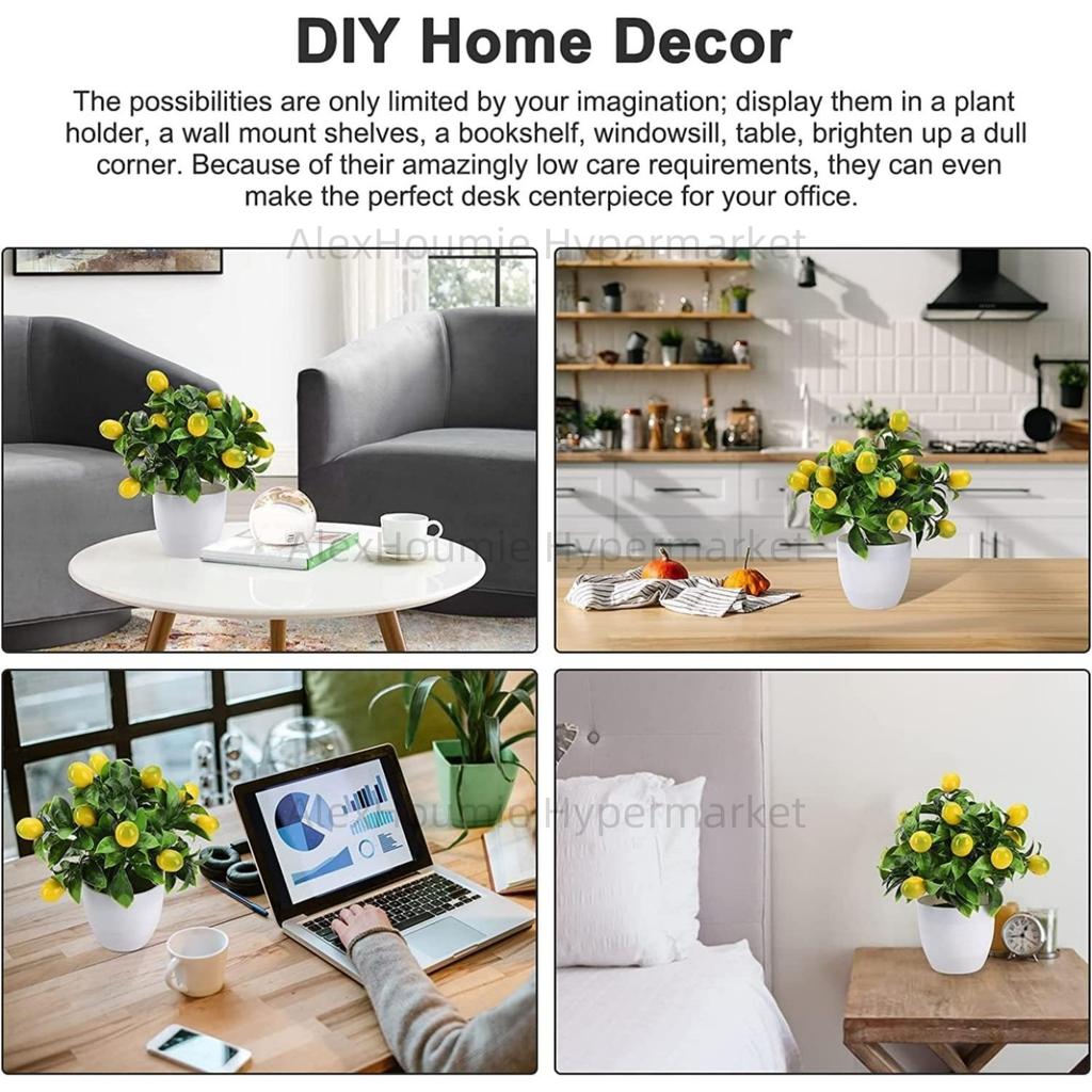 Artificial Lemon Tree Decor Fake Lemon Plants Artificial Lemon Tree Bonsai Fake Greenery Mini Lemon Tree Potted for Home Office