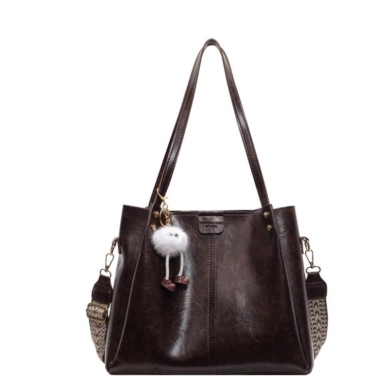 Retro Bag Women's Handbag 2025 Autumn and Winter New Versatile Wide Shoulder Strap Messenger Bag Large Capacity Tote Bag