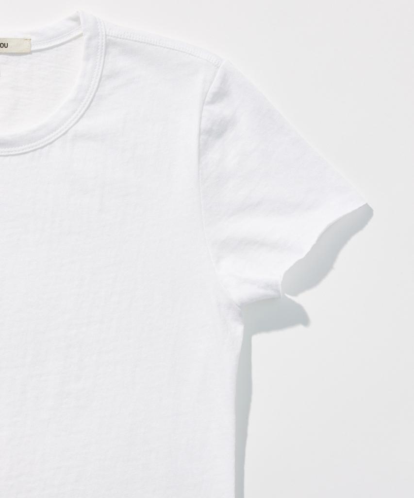 SHINE ON YOU Cotton Jersey Roll Edge T-Shirt _ Pure White