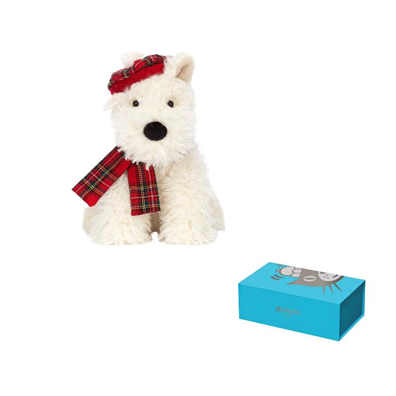 Jellycat Christmas Collection Monroe Scottish Terrier West Highland Dog Limited Atmosphere Outfit Cute Doll Plush Doll 20cm High