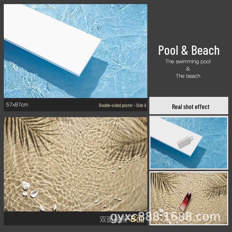 3D Double-Sided Photography Backdrop with Tree Shadows, Blue Sky, and White Clouds for Still Life, Food, and Makeup Photography.