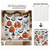 Piece Set High Definition Digital Printed Curtainshalloween Orange Pumpkins Black Bats Spiderwebs Witchhat Patternhome Deco Curtain Made Of Polyester