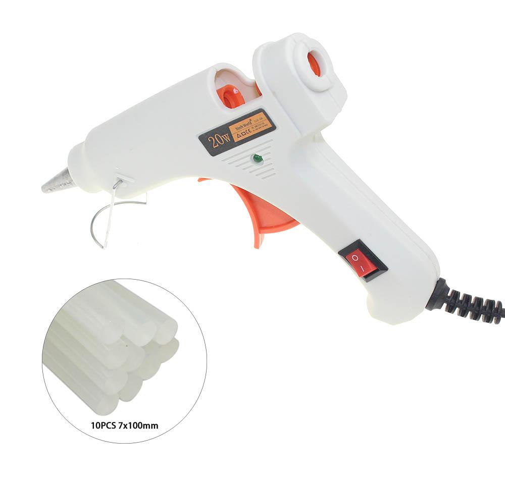 100-240V 20W Hot Melt Glue Gun - Electric Thermo Heat Repair Tool for Daily DIY & Small Repairs, With 10 Pcs 3-Color Glue Sticks