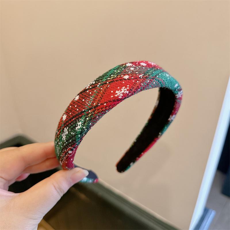 

Женский Рождественский Клетчатый Тканевый Ободок для Головы с Поролоновой Подкладкой для Леди Девушек Повседневный Шоппинг Вечеринка Праздничные Головные Уборы Рождественские Ободки