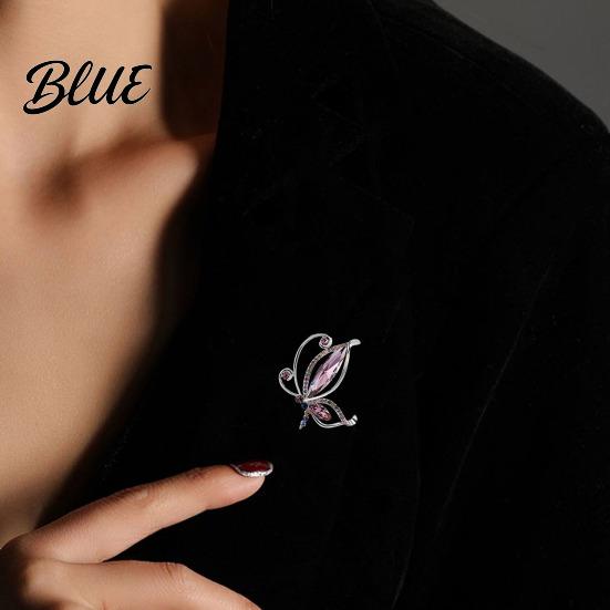 Alloy Brooch Butterfly Dazzling Rhinestone Inlay Zinc Pin Suits Coats
