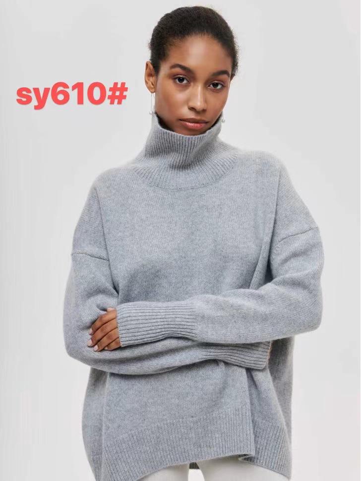 2023 Trendy Women's High Neck Loose Sweater - European & American Style for Autumn/Winter Parties