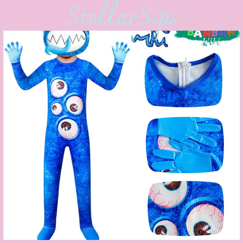 Vielseitiges Halloween-Cosplay-Kostüm für Jungen und Mädchen Blau Cartoon-Element