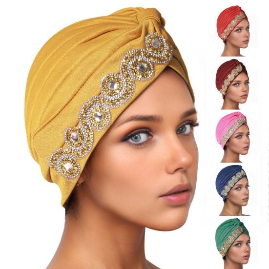 Damer Hodeskjerf Elastisk Hodeomkrets Tvistet Design Turbanhatt med Rhinsteiner Dekor Hårtilbehør