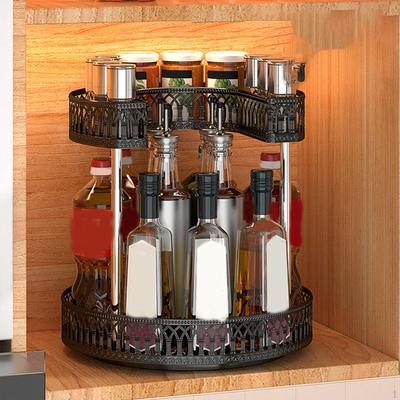 Spice Rack Seasoning Jars Holder Bathroom Organizer Rotatable Turntable Cosmetic for