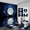 Fantasy Earth And Moon Galaxy Cosmic Space Sky Shower Curtains Bathroom Curtain Set Bath Mats Rug Bathtub Accessories Home Decor