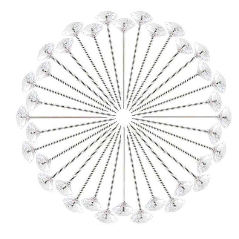 50/100Pcs Diamond Bouquet Corsages Pins Flower Crystal Rhinestones Floral Positioning Pins For Wedding Bridal Bouquets