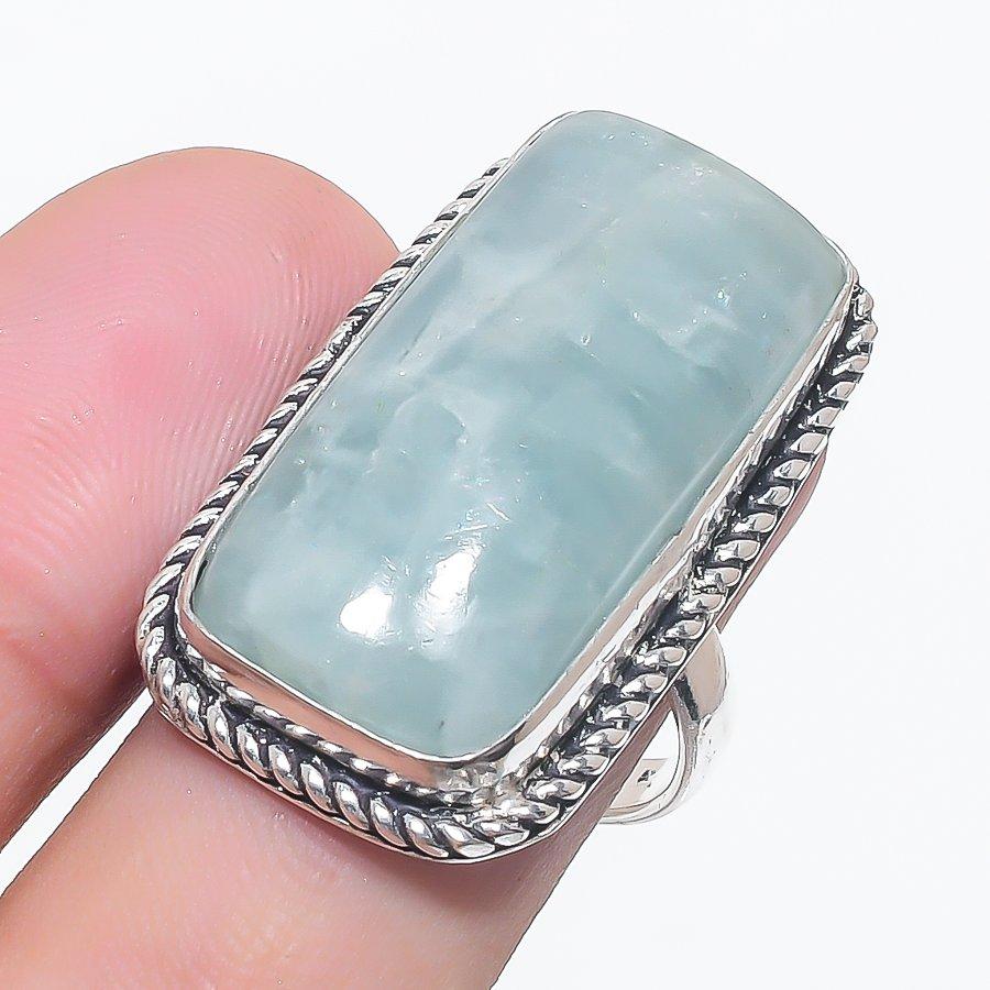 

Natural Aquamarine Gemstone 925 Sterling Silver Jewelry Ring Size 7 r2P60