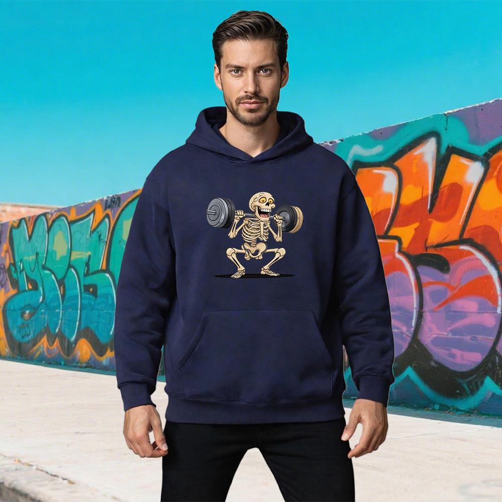 Weightlifting Skeleton Graphic Tops Sports Sweatshirt for Bodybuilders Casual Pullover Outdoors Hoodies Round Neck Men Clothing