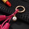 Korean Velvet Tassel Keychain Leather Tassel Pearl Pendant Car Ornaments Female Key Chain Plush Bag Pendant