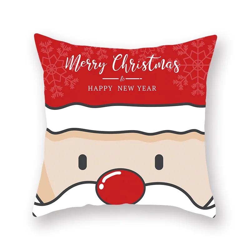 

Cartoon Christmas Style Cute Santa Elk Print Pattern Cushion Cover Home Living Room Sofa Decoration Square Pillow 12x12Inch