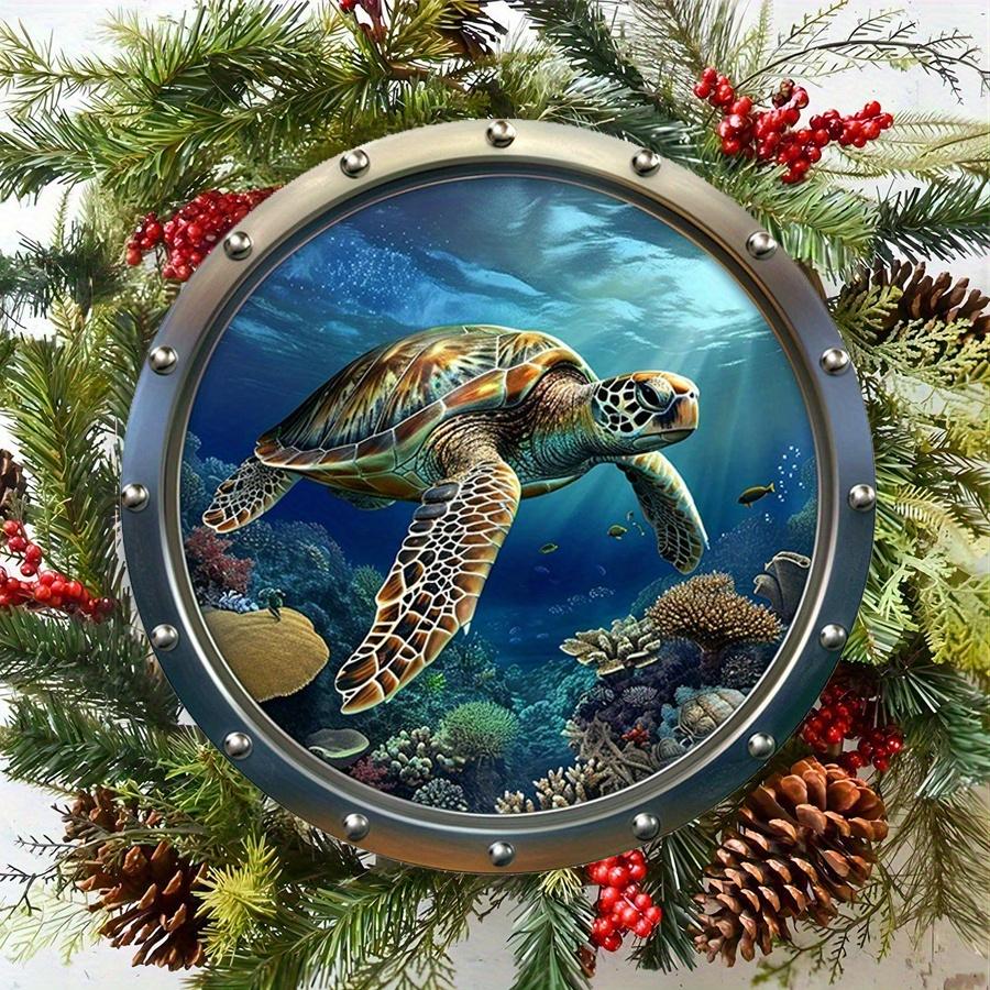 2D Flat 20cm Ocean Wooden Wall Hanging Decor - Turtle Universal Holiday Wooden Pendant, Home Decoration, Welcome Sign Party Decor, Wood Crafted Art