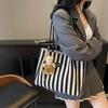 Sommer Tragetaschen für Damen 2025 Streifen Designer Schulter Shopper Aufbewahrungstasche Damen Lässige Canvas Handtasche