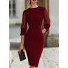 YYFS Women's Fashion Summer Spring Solid Color Print 1/2 Sleeves O-Neck High Waist Casual Dresses