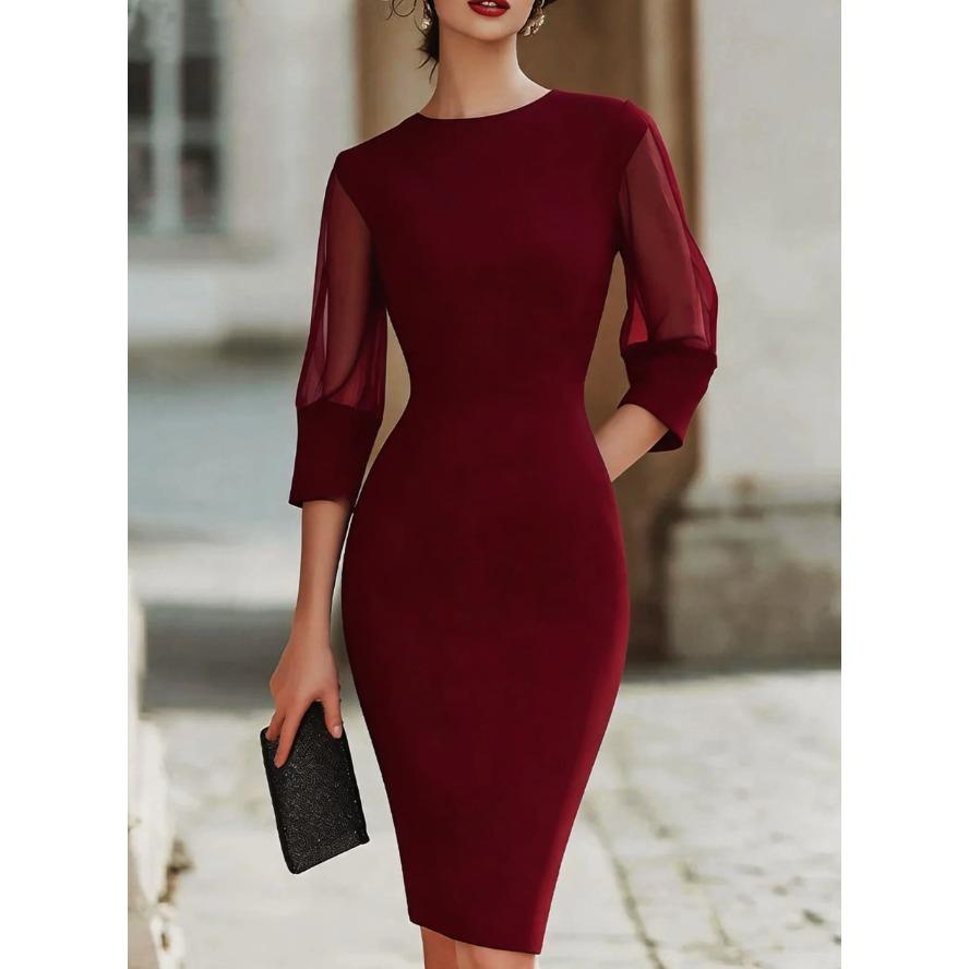 YYFS Women's Fashion Summer Spring Solid Color Print 1/2 Sleeves O-Neck High Waist Casual Dresses