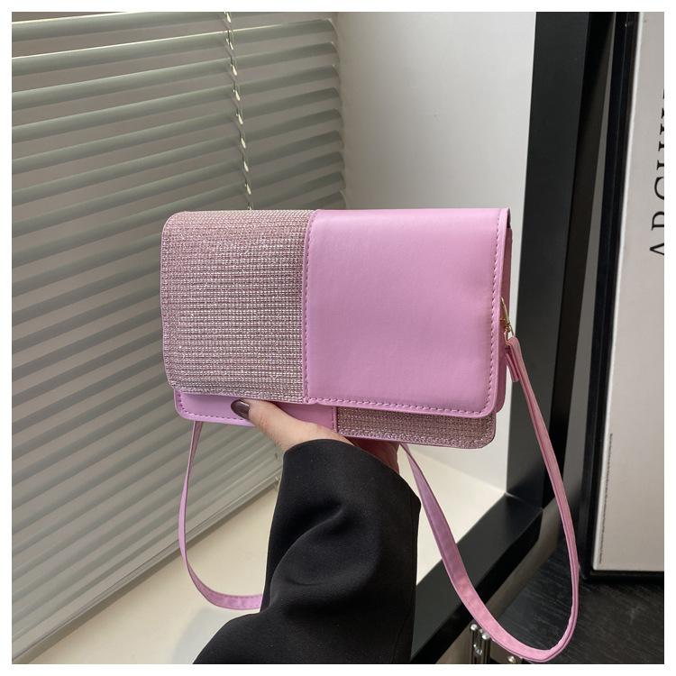 

Summer foreign style shiny small bag women 2025 new trendy fashion versatile messenger bag versatile small square bag women розовый
