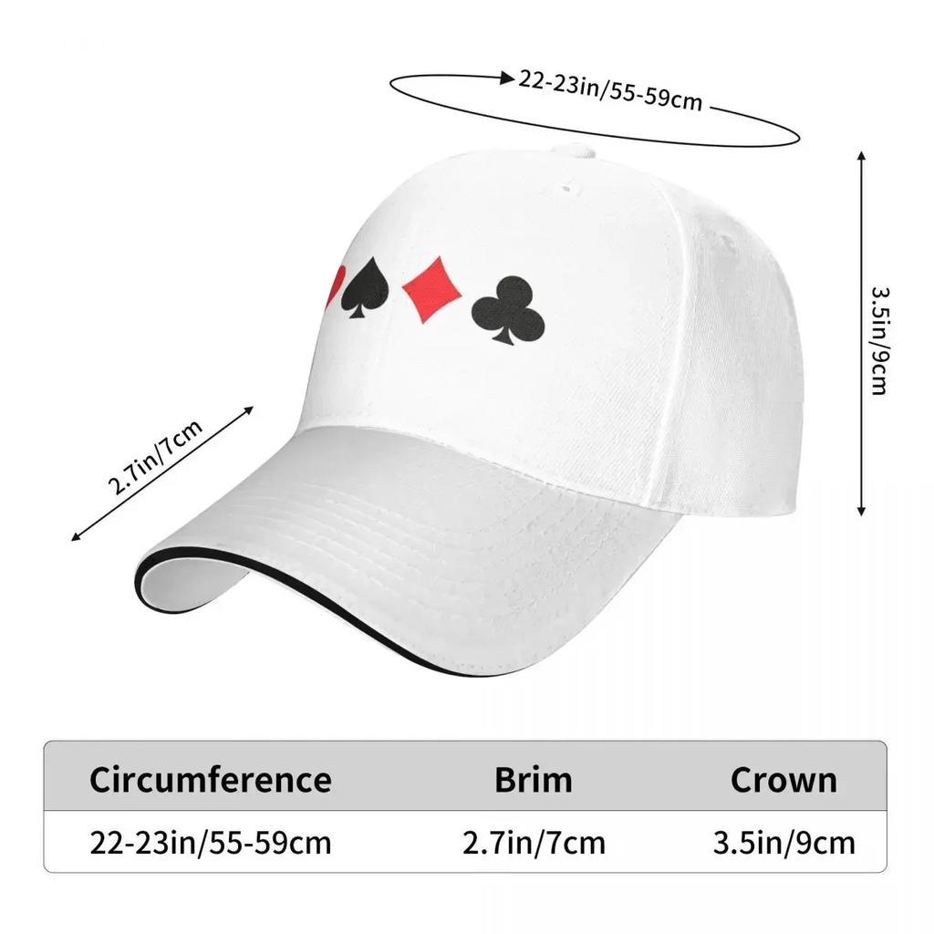 Suit Cards Spades Hearts Diamonds Clubs Design Baseball Caps Snapback Fashion Baseball Hats Breathable Casual For Unisex And Women