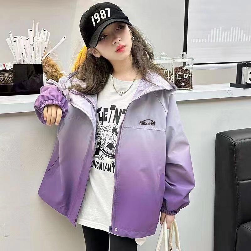 

Стильный демисезонный ветрозащитный плащ для девочек-подростков - Модная и легкая куртка 160 (for height ~150cm)