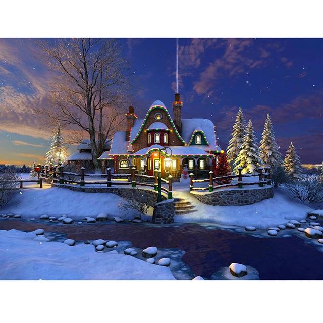 5D Diamond Painting Landscape Diamond Embroidery Sale Full Square Round Diamond Mosaic Winter Snow Scenery New Year Decoration