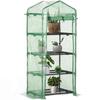 4 Tier Mini Greenhouse, Portable Compact Green House with Steel Frame, PE Cover, Roll-up Door, 70 X 50 X 160 Cm, Green
