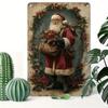 Vintage Metal Christmas Wall Decor Santa Claus Sign Holiday Gift for Home Bar Office