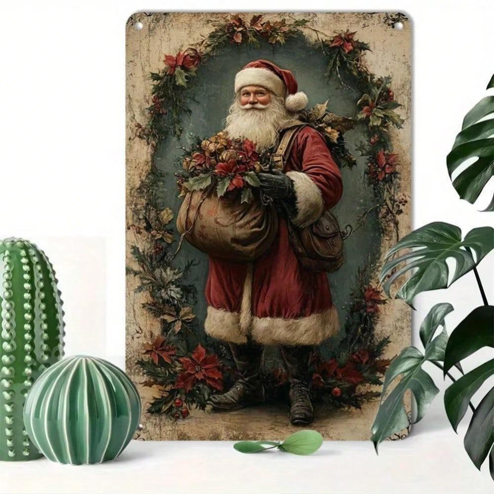 Vintage Metall Weihnachts-Wanddeko Weihnachtsmann Schild Feiertagsgeschenk für Zuhause Bar Büro