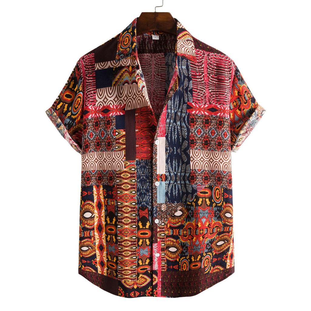 Camicia Casual Estiva da Uomo Taglie Forti con Stampa Digitale 3D a Maniche Corte