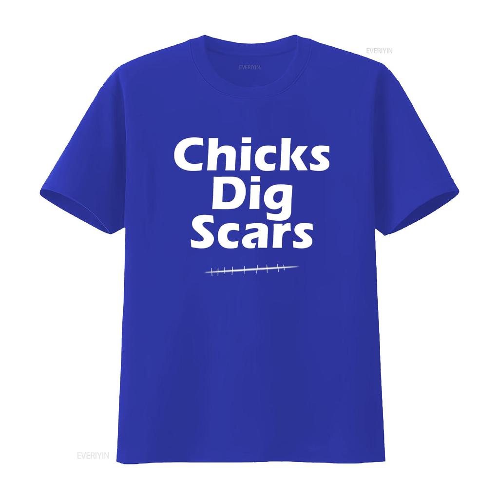 Womens T Shirt Chicks Dig Scars Cute Black 2XL vintage Washed Stretched Versatile Top For Everyday Wear homme graphic Stylish