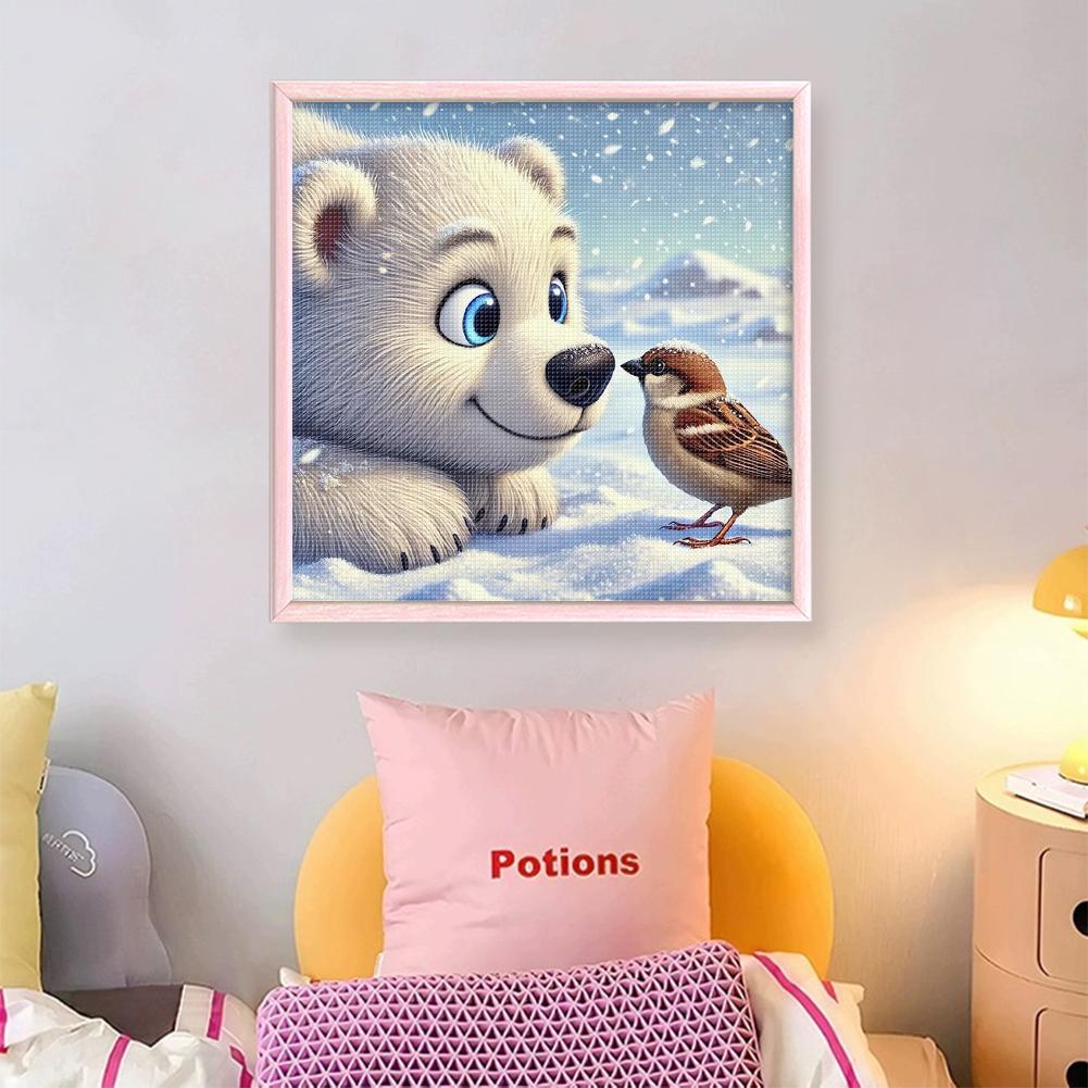 Winter Animal Printed Cross Stitch Kit DIY 11CT Embroidery Craft Set Home Decor