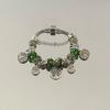 Fashion Life Tree Beaded Bracelet With Green Glass Beads For Womens Daily Wear
