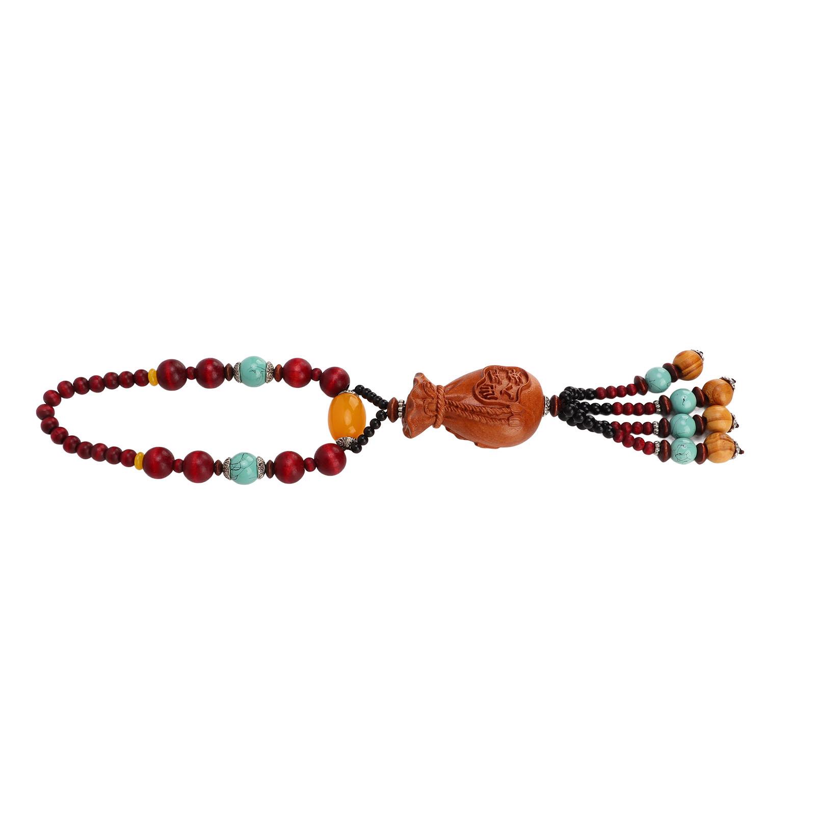 Car Pendant Engraving Peach Wood Safe Travel Chinese Pattern Lucky Bag Feng Shui Decoration for Rearview Mirror