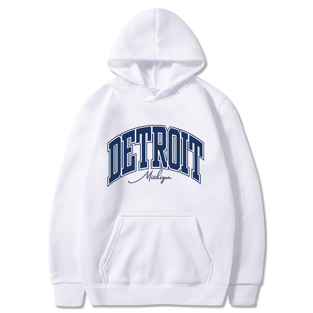 American Retro DETROIT Letter Print Hoodies For Men Women Harajuku Pullover Clothes Hip Hop Y2k Long Sleeve Pullover Sweatshirts
